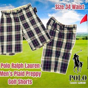 Polo by Ralph Lauren Plaid Golf Shorts - Navy, Green, Tan